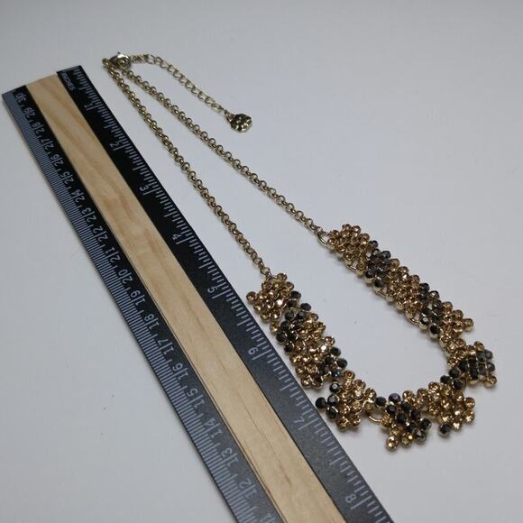 Monet Black & Topaz Rhinestone Gold Tone Necklace, 19 Inches - Picture 5 of 11